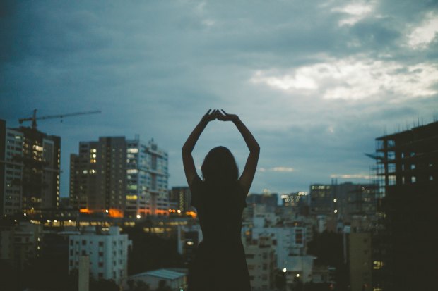 city free woman dark